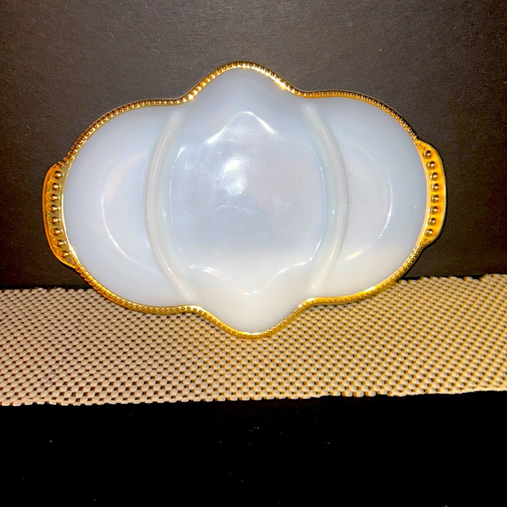 Vintage Milk Glass Relish Dish